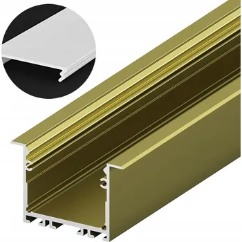 LED osvětlení Kompletní LED profil P22-1 ZLATÝ/GOLD zapuštěný 2m + mléčný kryt