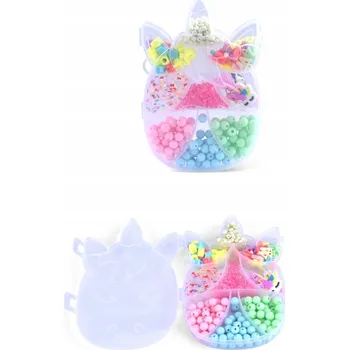 Dětské navlékací korálky SADA KORÁLKŮ NA VÝROBU BIŽUTERIE BAREVNÉ NÁRAMKY JEDNOROŽEC DIY