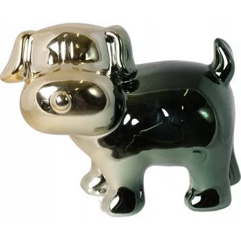 Pokladnička KERAMICKÉ POKLADNIČKA METALICKÁ LESKLÁ PES PEJSEK 11 cm