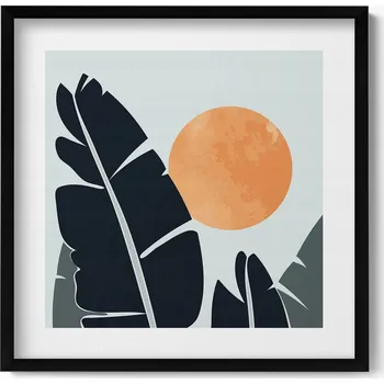 Obraz Nástěnný obraz v rámu Minimalistické rostliny a slunce v boho stylu 50x50 cm