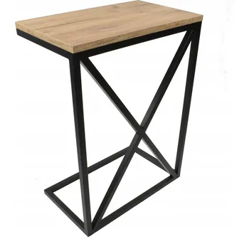 Konferenční stolek Kovový odkládací stolek No9 s X profily - deska dub zlatý craft loft