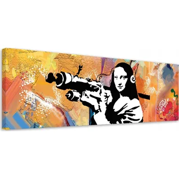 Obraz OBRAZ NA PLÁTNĚ Banksy Mona Lisa s Bazookou CANVAS 120x40