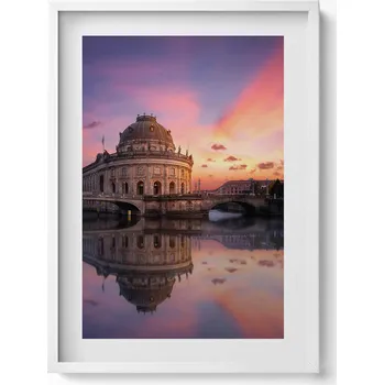 Obraz Obraz v bílém rámu dekorace na zeď Pohled na město večer 50x70 cm