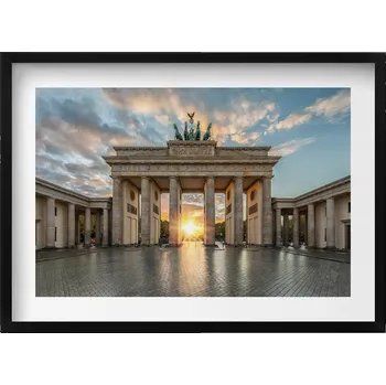 Obraz Závěsný obraz rámeček černé barvy Braniborská brána v Berlíně 70x50 cm