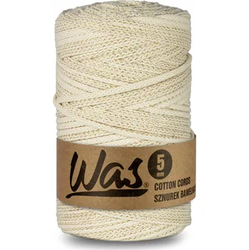 Příze WAS bavlněná šňůra na makramé, pletená 5 mm, 100 m, zlatá nitka