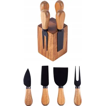 Kuchyňský nůž Sada 4 NOŽE na SÝR, ocel a akátové dřevo, elegantní sada