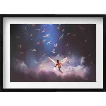 Obraz Nástěnný obraz dekorace interiéru Chlapec s andělskými křídly 70x50 cm