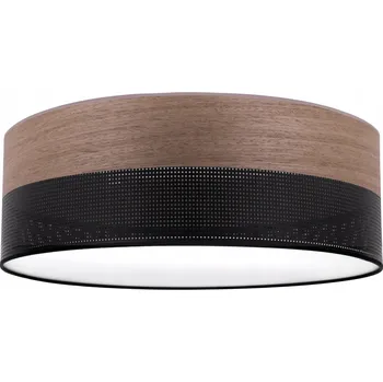 ZÁVĚSNÉ STROPNÍ SVÍTIDLO STROPNÍ SVÍTIDLO LUSTR ČERNÉ STÍNIDLO DŘEVO OŘECH 40CM