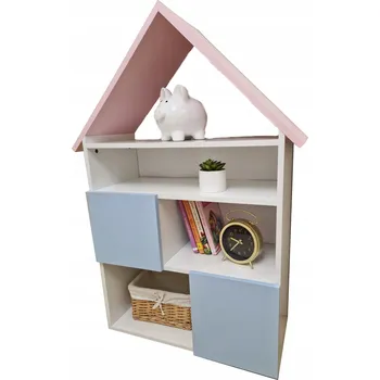 úložný prostor na hračky Organizér regál na HRAČKY domeček RŮŽOVÝ MODRÝ skříňka do dětského pokoje