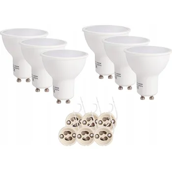 Žárovka 6x LED žárovka GU10 3W STUDENÁ BÍLÁ + PATICE ADAPTÉR