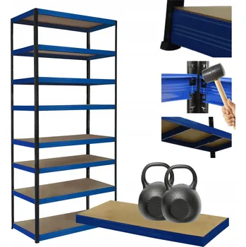 Dílenský regál Kovový regál skladový stojan HELIOS 270x90x30cm 8 polic x 275kg ODOLNÝ VYSOKÝ