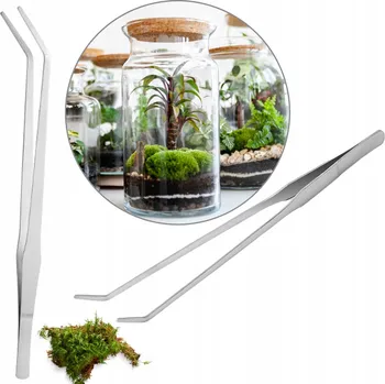 Kosmetická pinzeta Zahnutá pinzeta na rostliny Forest VE SKLENICI přesná NEREZOVÁ OCEL 38 Cm