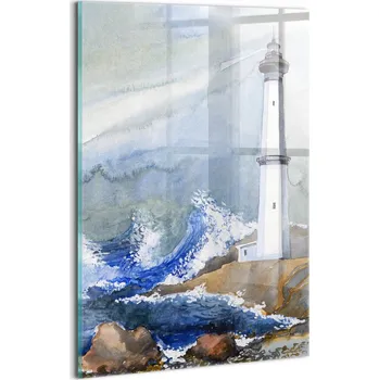 Obraz Obraz Sklo Do Jídelny Odolný Nástěnný Akvarelové moře a maják