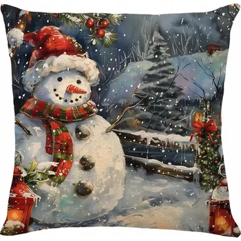 Vánoční dekorace Dekorační povlak na polštář Vánoční sněhulák Dekorace Večer 45x45