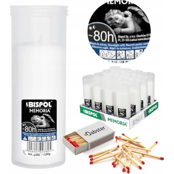 Svíčka Parafínové vložky do hřbitovních svíček BISPOL P360 80H 1 6 Ks + zápalky DABSTER_ PL a38