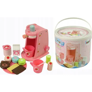 Dřevěná hračka LeanToys Dřevěný kávovar – sada