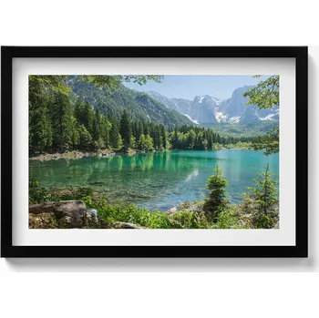 Obraz Dekorativní obraz v rámu do obýváku Horská krajina jezera v lese 60x40 cm