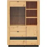 BRW OSTIA vitrína REG1D1W2S/15/10, dub artisan/černý lesk