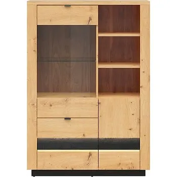 Knihovna BRW OSTIA vitrína REG1D1W2S/15/10, dub artisan/černý lesk