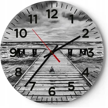 Hodiny Kuchyňské nástěnné hodiny 30x30 Krajina Moderní Skleněné hodiny do obýváku Tiché