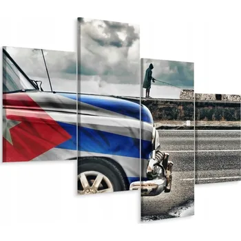 Obraz Obraz 4dílný KUBÁNSKÁ VLAJKA Havana Auto 80x50