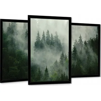 Obraz Plakát 3 OBRAZY V ČERNÉM RÁMU PLAKÁT MLHA v rámu 90 x 40 cm