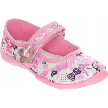 Dívčí obuv Renbut Textilní Papuče Baleríny Princess na suchý zip, velikost 34