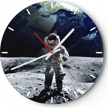 Hodiny Nástěnné hodiny do kuchyně 30x30 Astronaut | Skleněné hodiny do obýváku | Tiché