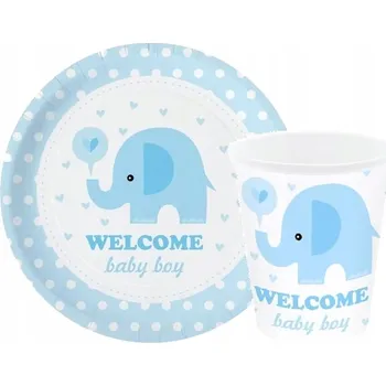 Talíř SADA Talířky KELÍMKY BABY SHOWER modrá