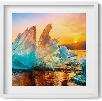 Obraz Obraz s rámem a grafikou na zeď Kousek ledu při východu slunce 50x50 cm