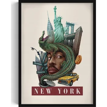 Obraz Obraz na zeď Retro styl New York Socha Svobody Brooklynský most 50x70 cm