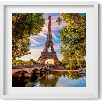 Obraz Dekorativní obraz v rámu do obýváku Eiffelova věž mezi stromy 50x50 cm