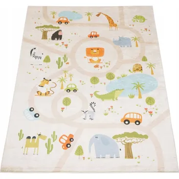 Koberec KOBEREC DĚTSKÝ DO POKOJE PRO DĚTI PROTISKLUZOVÝ SAFARI MÓDNÍ 100X150