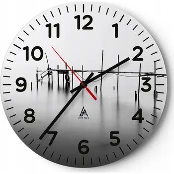 Hodiny Nástěnné hodiny do obýváku 40x40 Krajina Kulatý Skleněné hodiny Loft Tiché