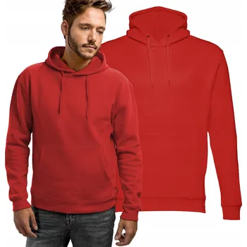 Pánská mikina Módní teplá tepláková mikina HOODIE s klokanka s kapucí, červená, XL