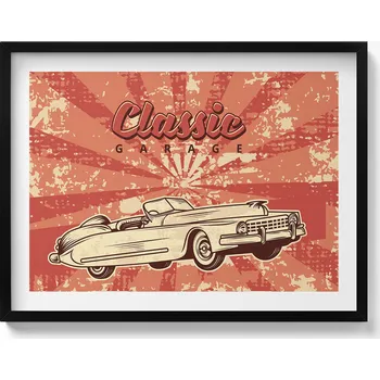 Obraz Ozdobný nástěnný obraz v rámu s grafikou Grunge Vintage Retro auto 80x60 cm