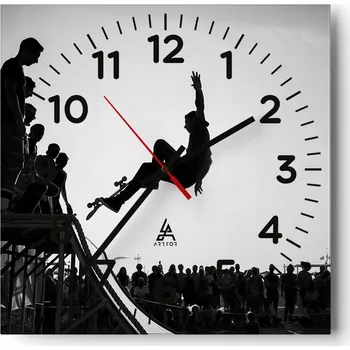 Hodiny Kuchyňské nástěnné hodiny 30x30 Skatepark Skleněné hodiny do obýváku Moderní Tiché