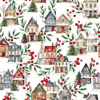 ZIMNÍ MĚSTEČKO Dekorační látka NINA VODĚODOLNÁ, 160 cm, barva 009