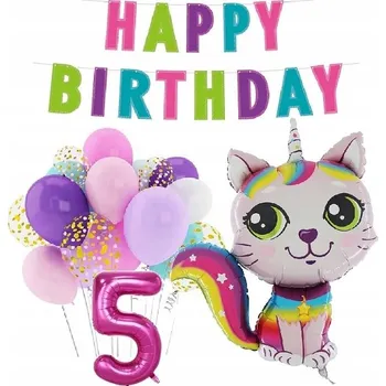 Balónek BALÓNKY sada s konfetami k 5. narozeninám KOČKA
