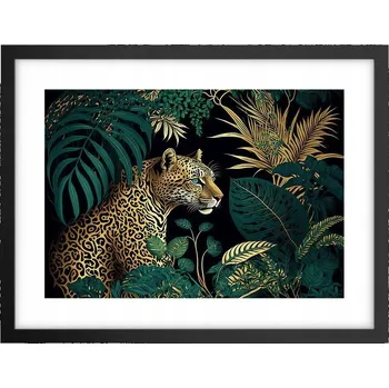Obraz Obraz plakát v černém rámu do obýváku 40x30 leopard foto plakáty na zeď