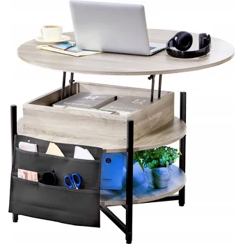 Konferenční stolek Konferenční stolek Vevor kulatý 90 x 90 x 51 cm, béžové odstíny