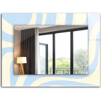 Zrcadlo Dekorativní nástěnné zrcadlo s potiskem Dekor Abstraktní vlnky 80x60 cm