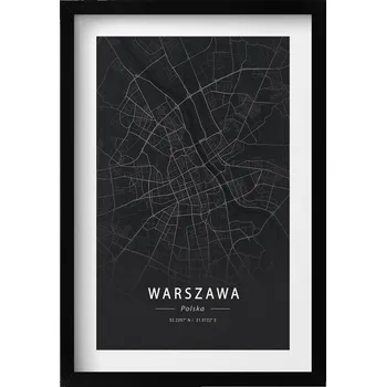 Obraz Dekorativní nástěnný obraz v rámu Mapa města Varšava hlavního města Polský 40x60 cm