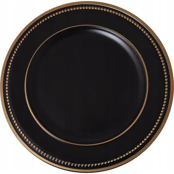Talíř Prostírání pod talíř černé matné se zlatým okrajem 33 cm
