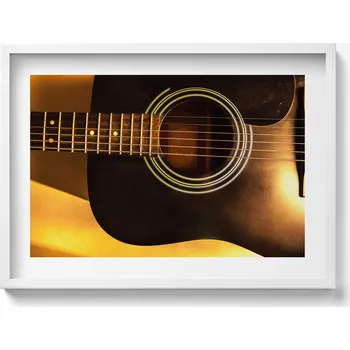 Obraz Ozdobný nástěnný obraz v rámu s grafikou Černá kytara hudební nástroj 70x50 cm