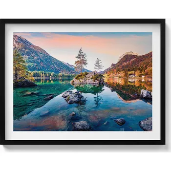 Obraz Dekorativní obraz v rámu do obýváku Krásná horská krajina s jezerem 80x60 cm