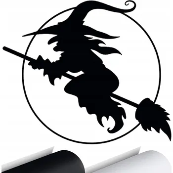 Samolepicí dekorace na vozidlo SAMOLEPKA JEŽIBABA ČARODĚJNICE NA KOŠTĚTI 15x13cm