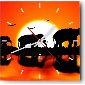 Hodiny Velké nástěnné hodiny 40x40 cm Zvířata Skleněné tiché hodiny