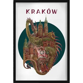 Obraz Moderní nástěnná dekorace Krakov Mariánský kostel Drak Wawelski 40x60 cm