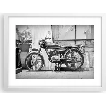Obraz Obraz plakát v bílém rámu do obýváku 40x30 motorka foto plakáty na zeď